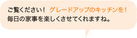 ご覧ください！ グレードアップのキッチンを！毎日の家事を楽しくさせてくれますね。