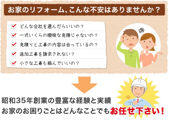 お家のリフォーム、こんな不安はありませんか？