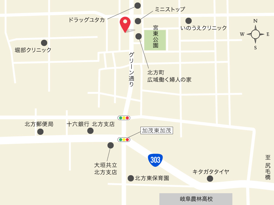 堀伊木材分譲地　北方町芝原周辺MAP