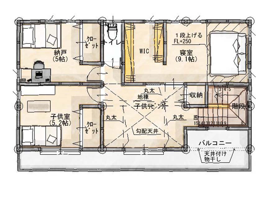 堀伊木材芝原モデルハウス２F図面